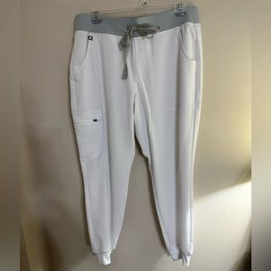 Hardly worn Figs high waisted Optic white Zamora joggers and Yola scrub pants